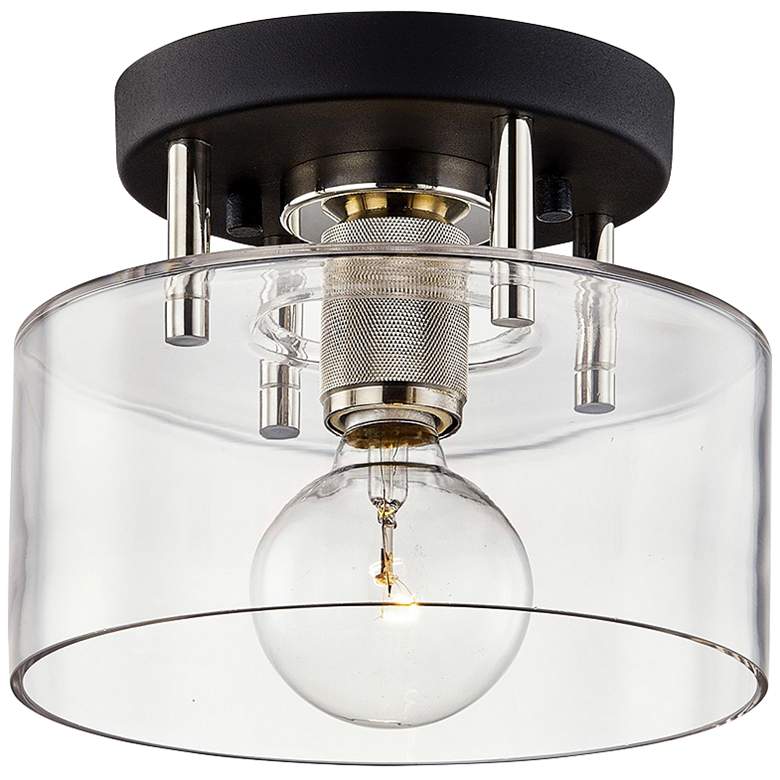 Image 1 Bergamot Station 8 1/2" Wide Black and Nickel Ceiling Light