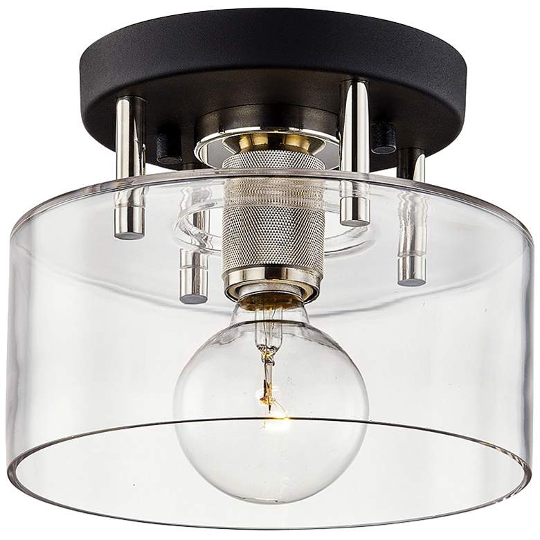 Image 1 Bergamot Station 8 1/2 inch Wide Black and Nickel Ceiling Light