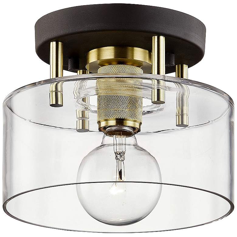Image 1 Bergamot Station 8 1/2" Wide Bronze and Brass Ceiling Light