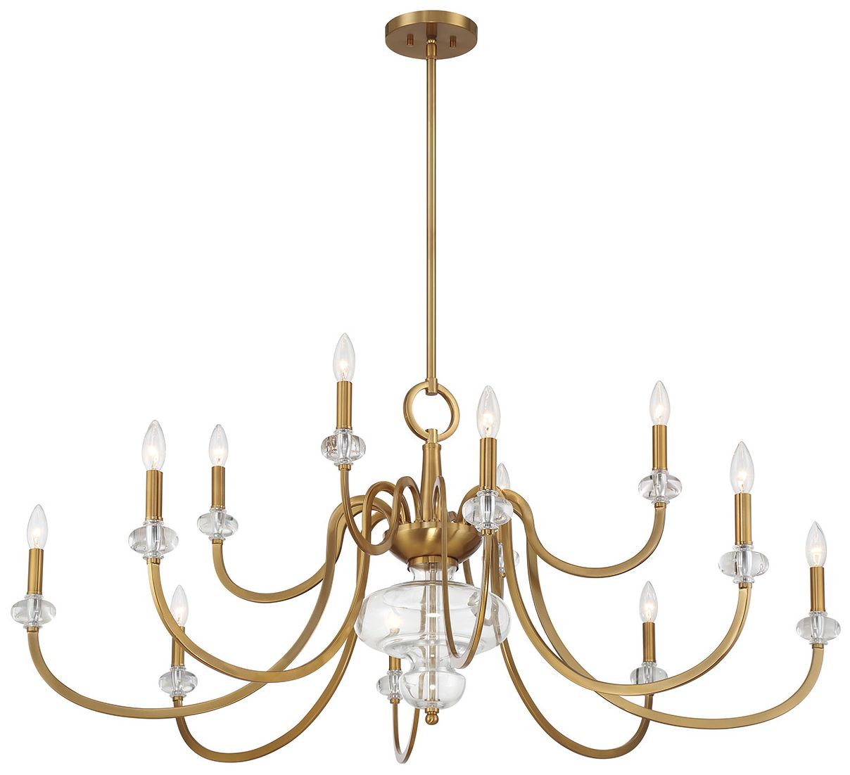 Bergdorf 12-Light Chandelier in Warm Brass