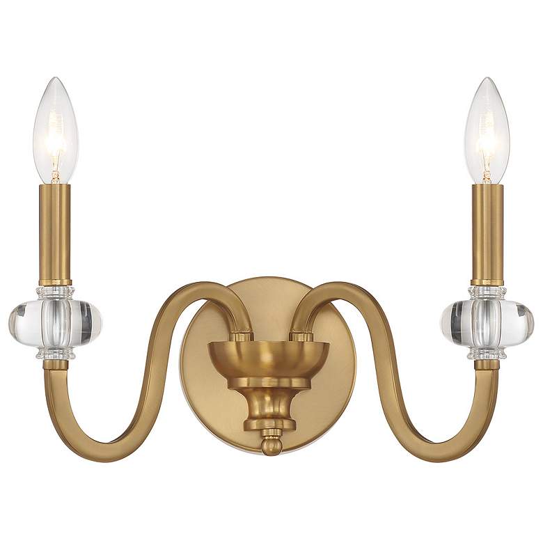 Image 1 Bergdorf 2-Light Wall Sconce in Warm Brass