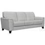 Bergen 88" Wide Dove Gray Leather and Brown Legs Sofa