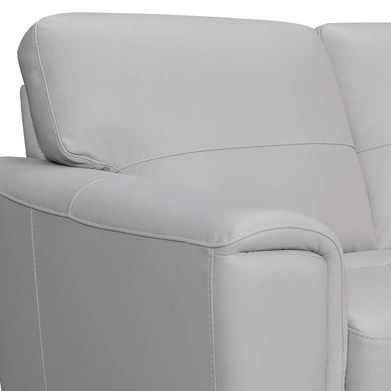 Image 2 Bergen 88" Wide Dove Gray Leather and Brown Legs Sofa more views