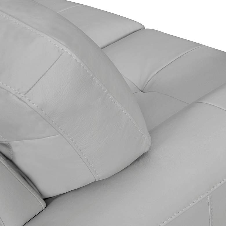 Image 3 Bergen 88" Wide Dove Gray Leather and Brown Legs Sofa more views