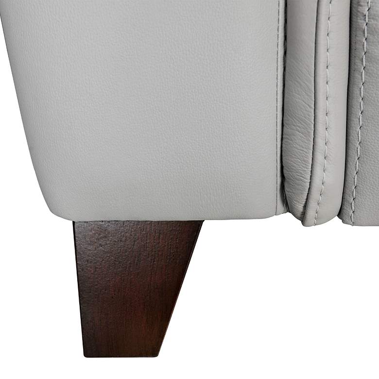 Image 4 Bergen 88" Wide Dove Gray Leather and Brown Legs Sofa more views
