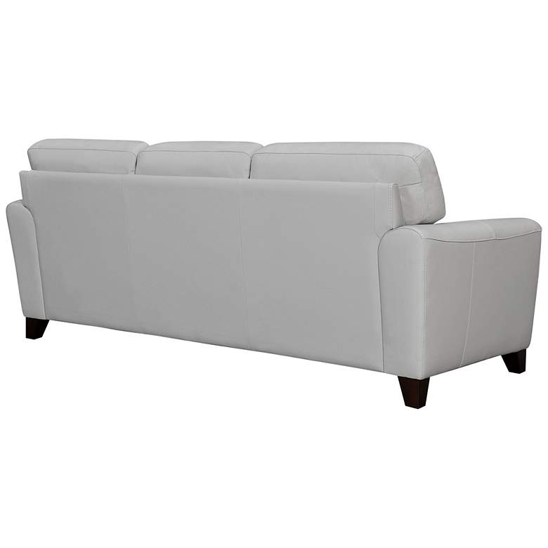 Image 6 Bergen 88" Wide Dove Gray Leather and Brown Legs Sofa more views