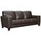 Bergen 88" Wide Espresso Leather and Brown Legs Sofa
