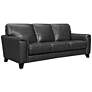 1_Bergen 88" Wide Pewter Leather and Brown Legs Sofa