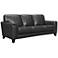 Bergen 88" Wide Pewter Leather and Brown Legs Sofa