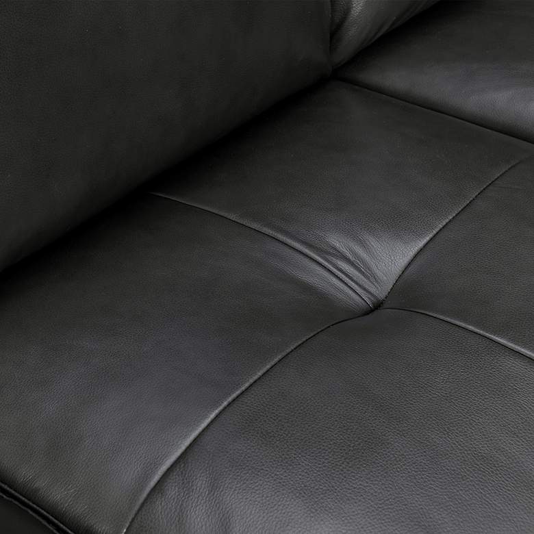 Image 4 Bergen 88" Wide Pewter Leather and Brown Legs Sofa more views