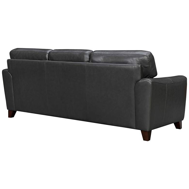 Image 6 Bergen 88" Wide Pewter Leather and Brown Legs Sofa more views