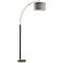 Bergen Antique Brass and Black Arc Floor Lamp