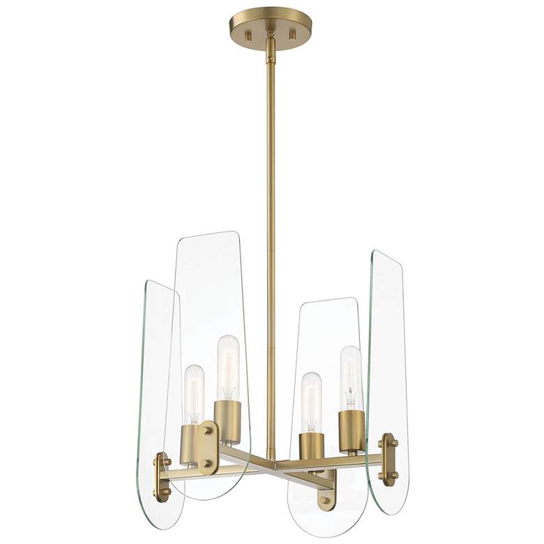Image 1 Bergen Beach 16" Wide Brushed Gold 4 Light Chandelier
