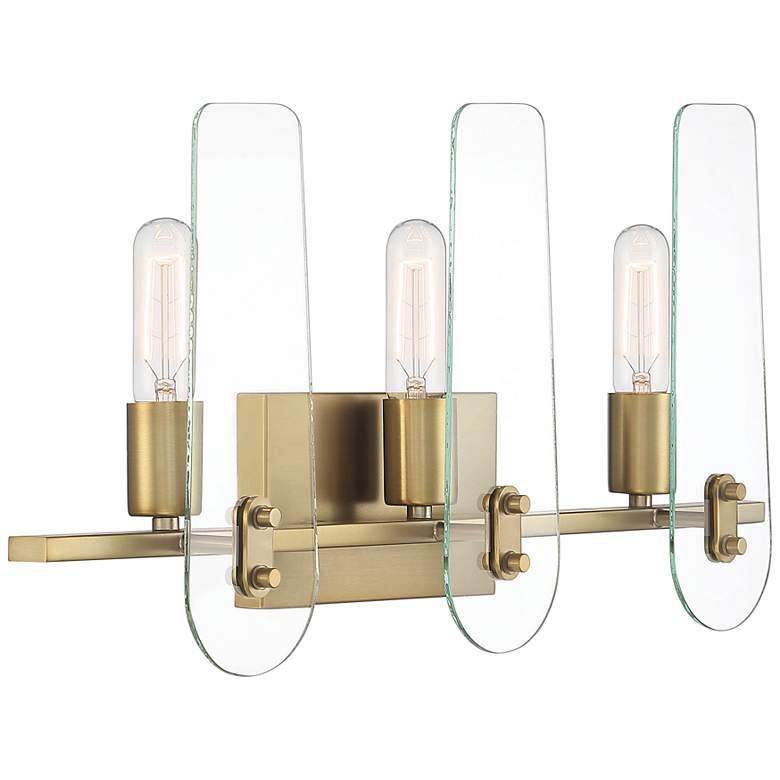 Image 6 Bergen Beach 24 inch Wide Brushed Gold 3-Light Vanity Bath Light more views