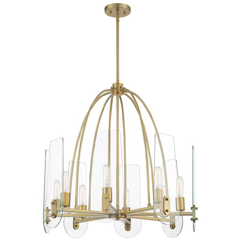 Image 1 Bergen Beach 28" Wide Brushed Gold 8 Light Chandelier