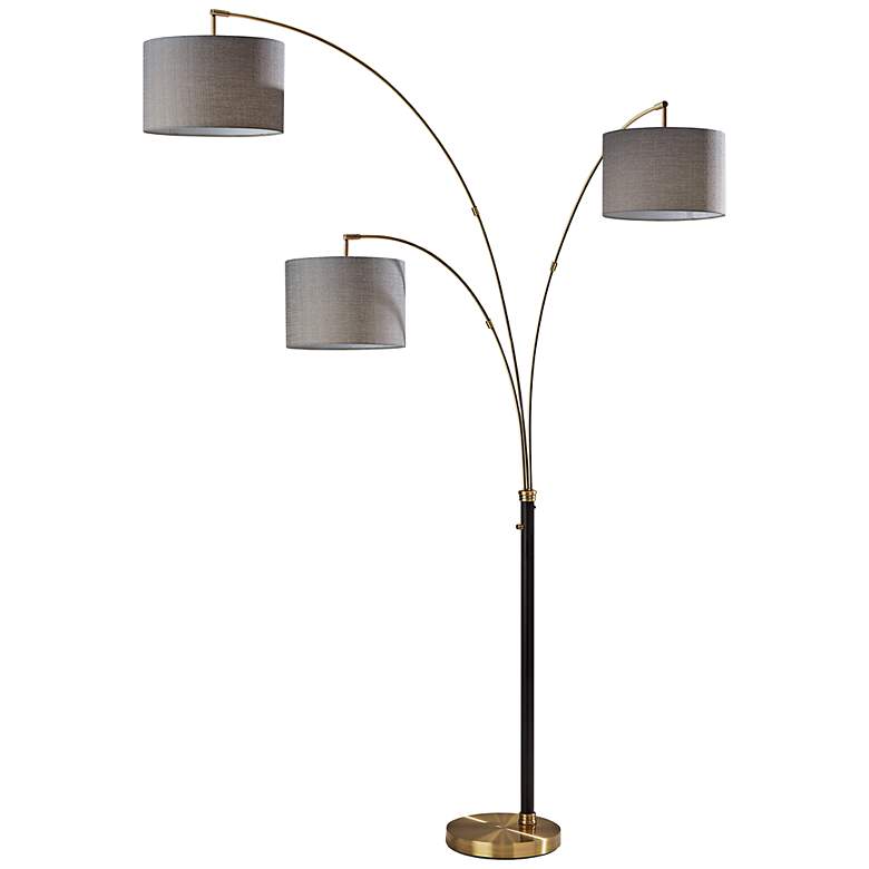 Image 2 Bergen Black and Antique Brass 3-Light Arc Floor Lamp