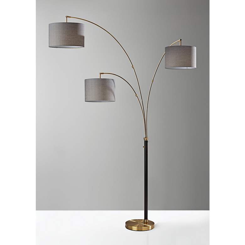 Image 1 Bergen Black and Antique Brass 3-Light Arc Floor Lamp