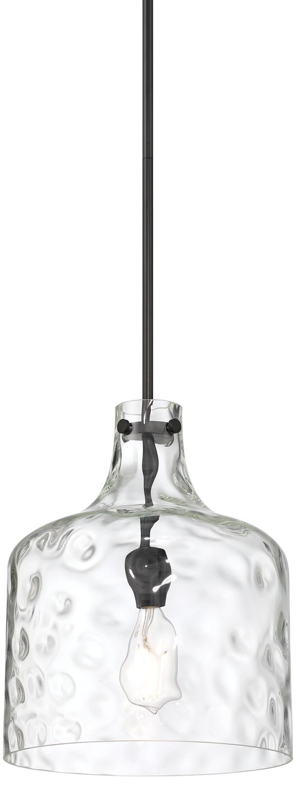 Image 3 Berger 12" Wide Matte Black Hammered Glass Rustic Mini Pendant Light