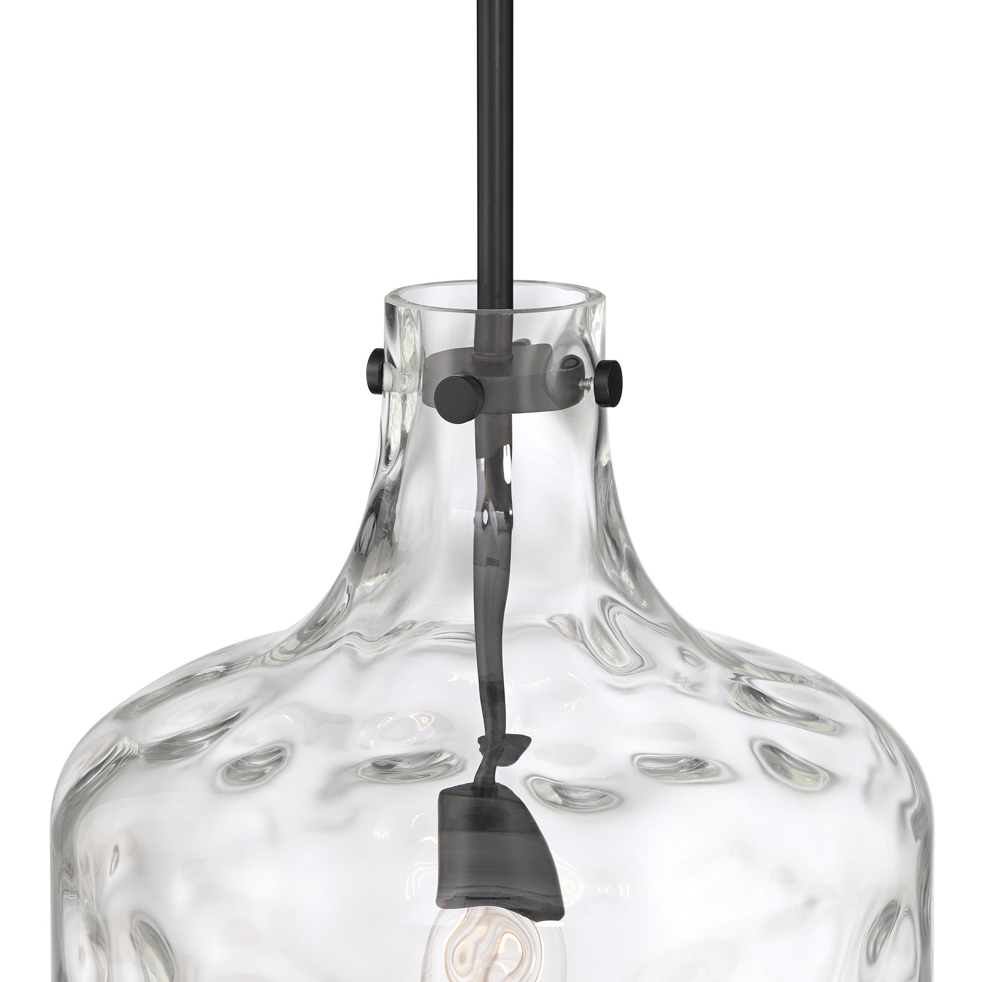 Image 5 Berger 12" Wide Matte Black Hammered Glass Rustic Mini Pendant Light more views