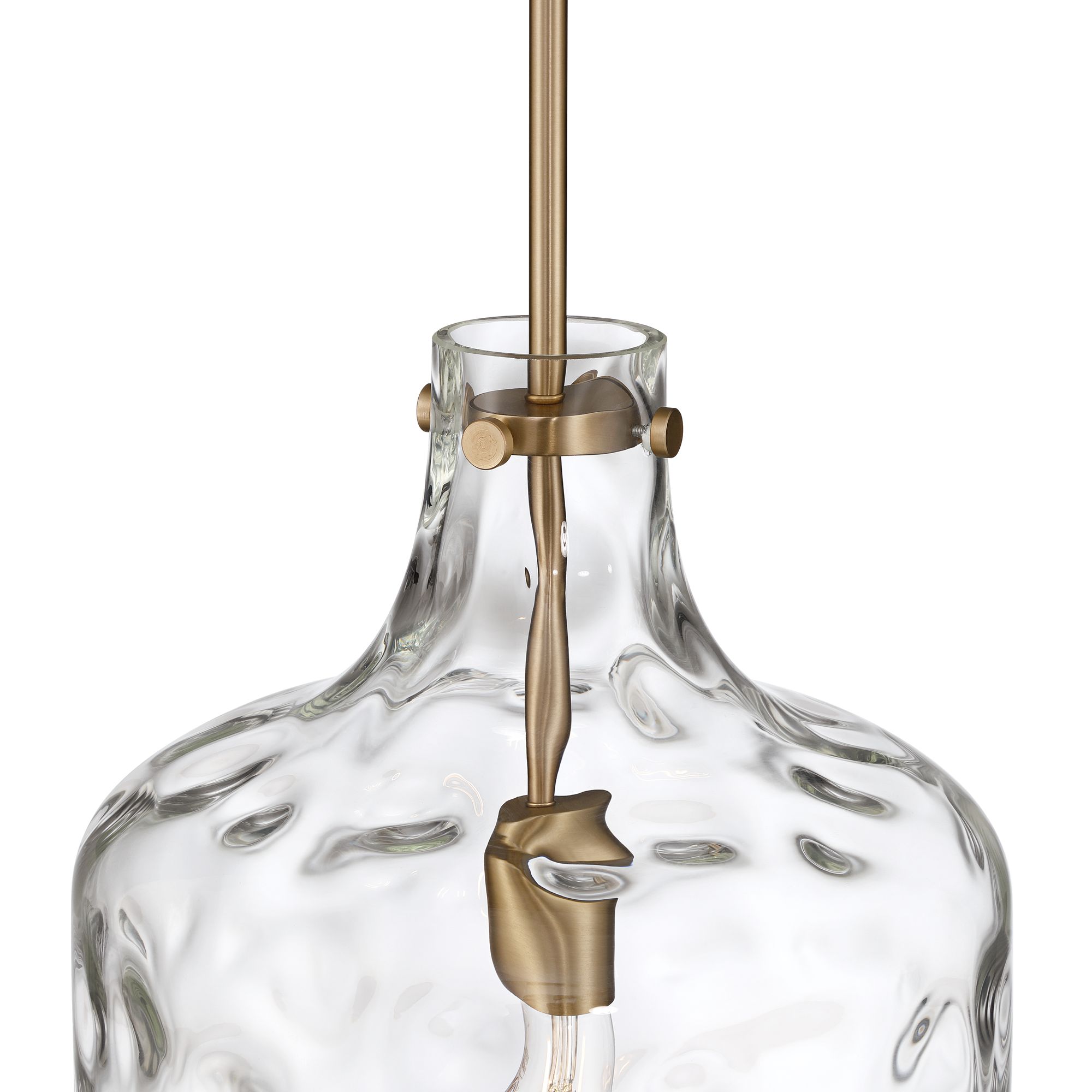 Image 5 Berger 12" Wide Matte Brass Hammered Glass Rustic Mini Pendant Light more views