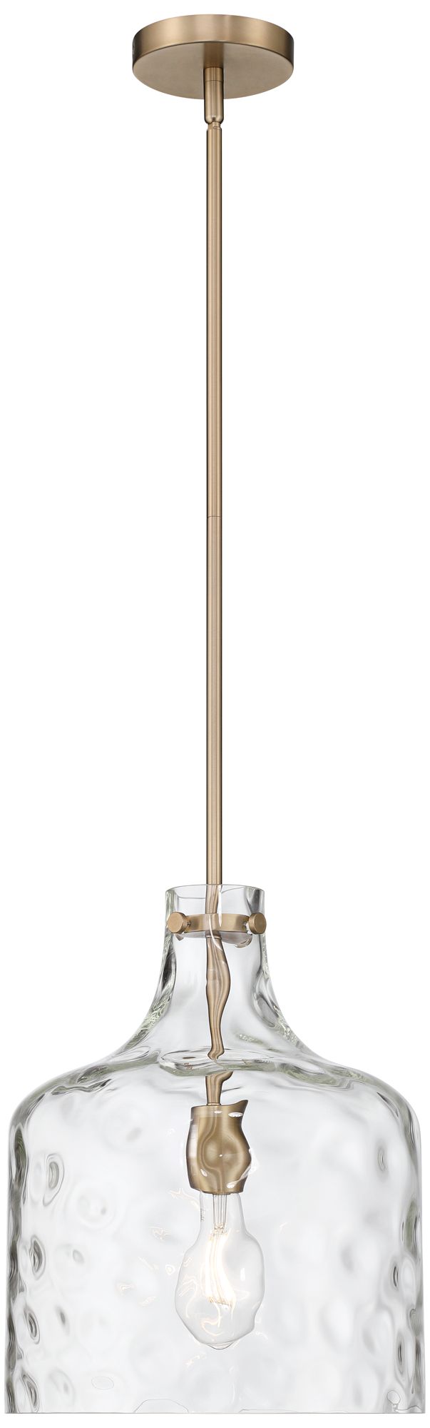 Image 7 Berger 12" Wide Matte Brass Hammered Glass Rustic Mini Pendant Light more views