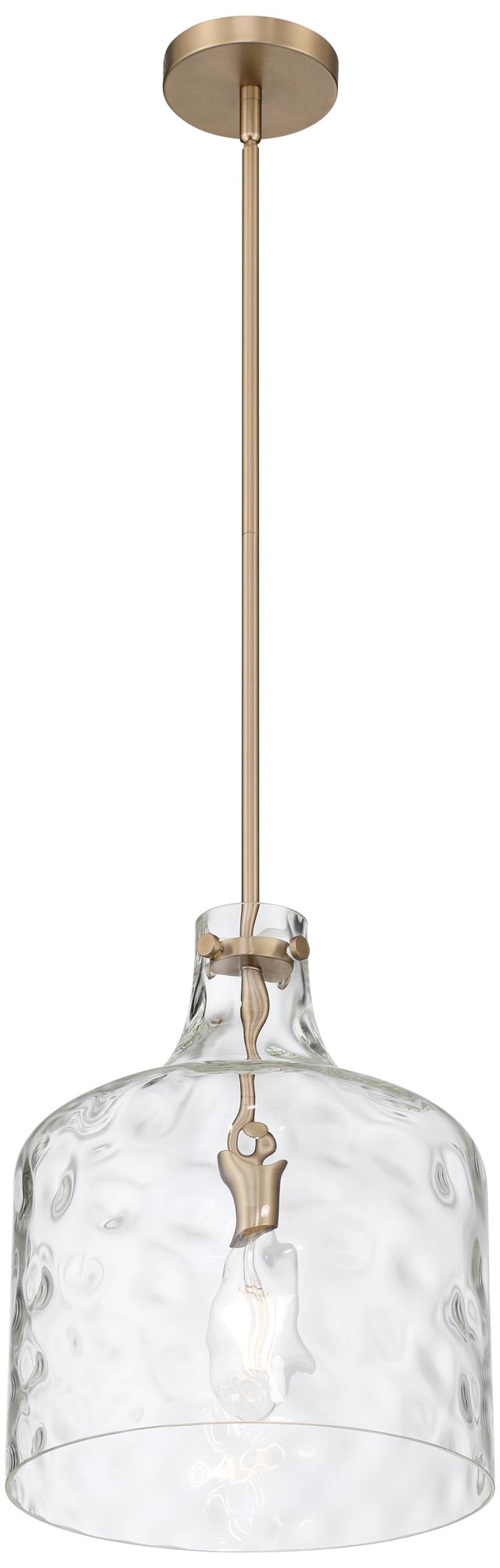 Berger 12" Wide Matte Brass Hammered Glass Rustic Mini Pendant Light in scene