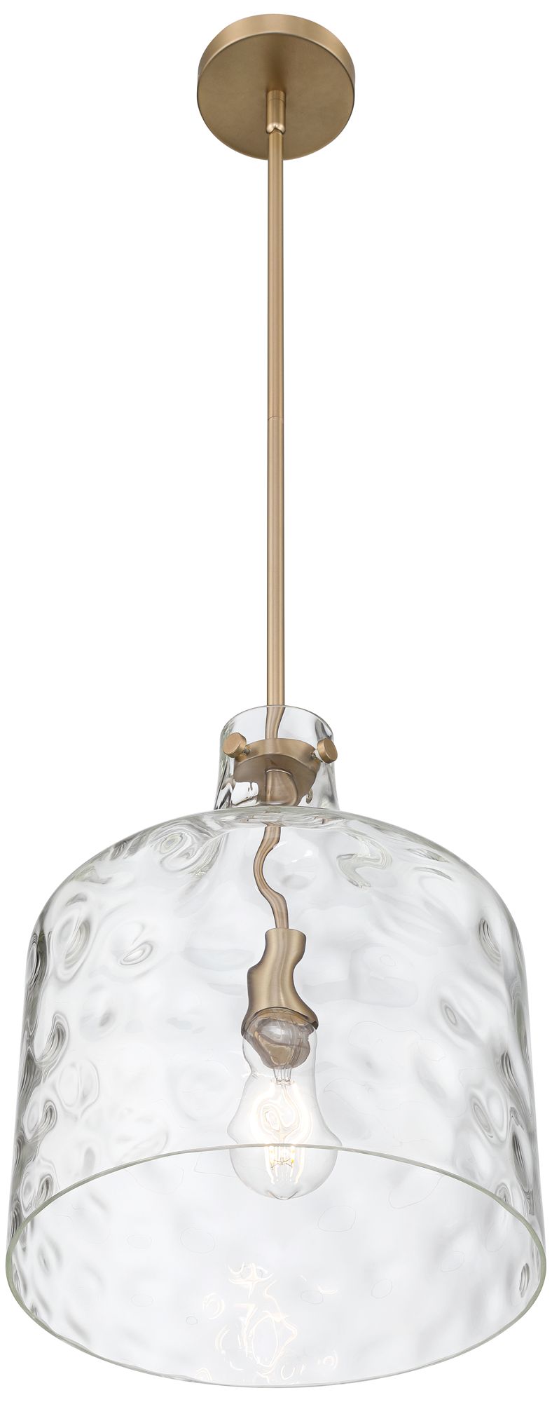Berger 12" Wide Matte Brass Hammered Glass Rustic Mini Pendant Light in scene