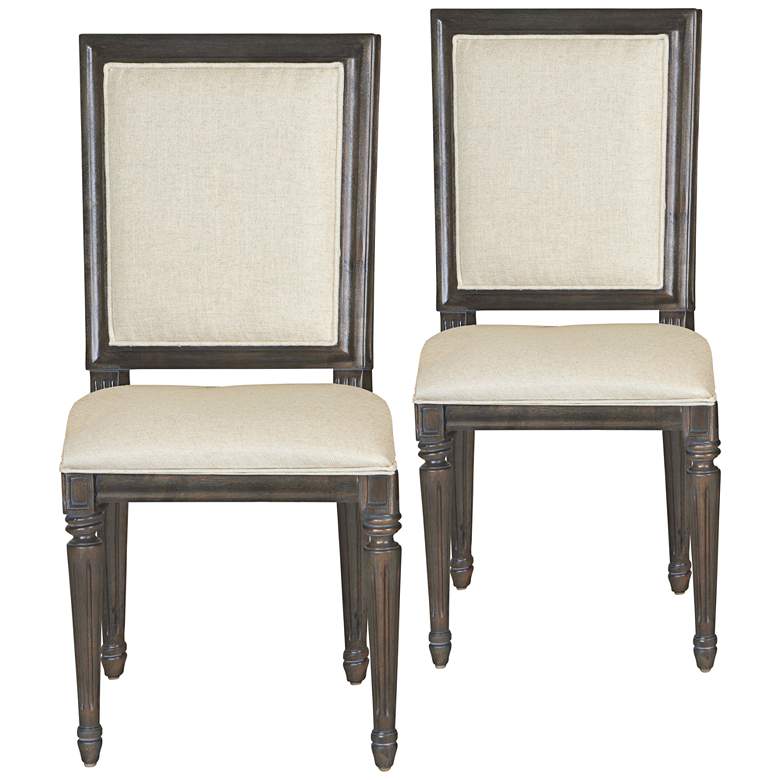 Image 1 Bergere Artisan Sand Fabric Studio Dining Chairs Set of 2