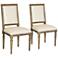 Bergere Sand Fabric Brownstone Dining Chairs Set of 2