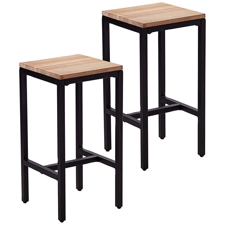 Image 2 Berinsly 26 inch Black Natural Counter Height Stools Set of 2