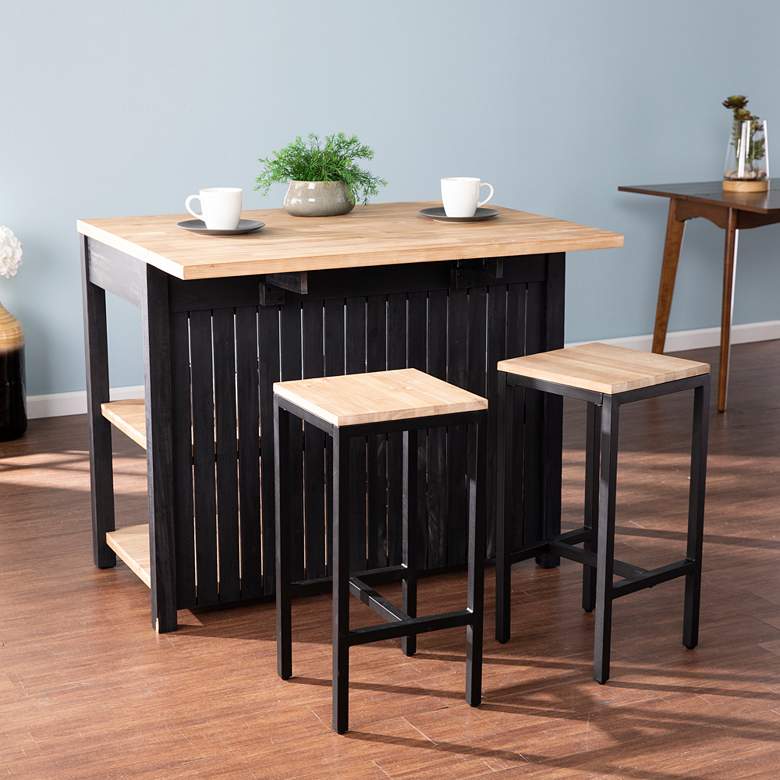 Berinsly 26&quot; Black Natural Counter Height Stools Set of 2