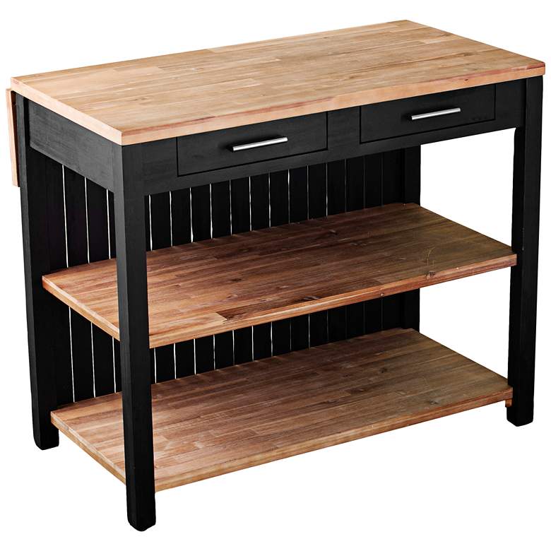 Berinsly 43 1/2 inchW Black Natural Expandable Kitchen Island