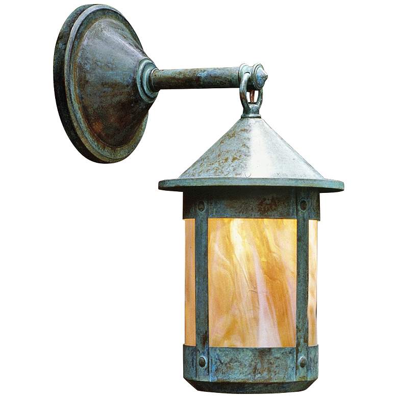 Image 1 Berkeley 15 1/2 inch High Gold-White Glass Outdoor Wall Light