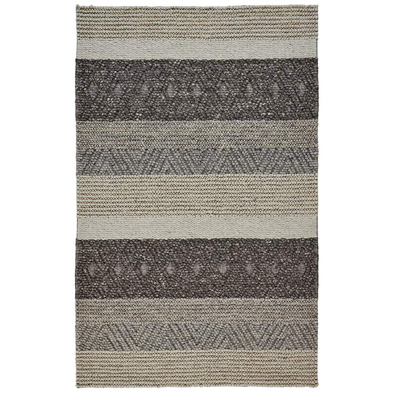 Image 1 Berkeley Transitional Stripes Hand Woven Gray Area Rug 0811F