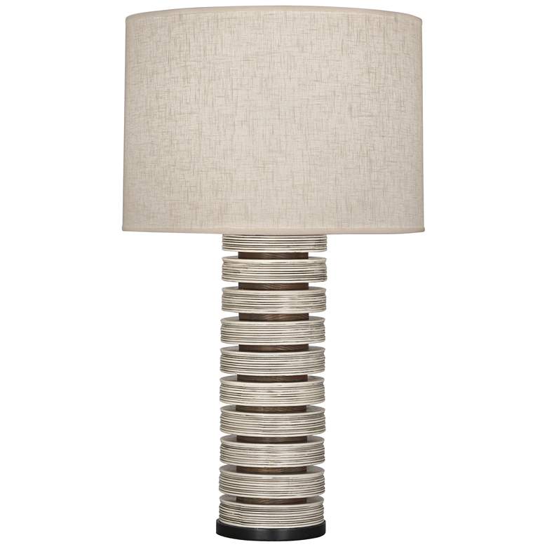 Image 1 Berkley Antique Oyster Stacked Table Lamp with Heather Shade