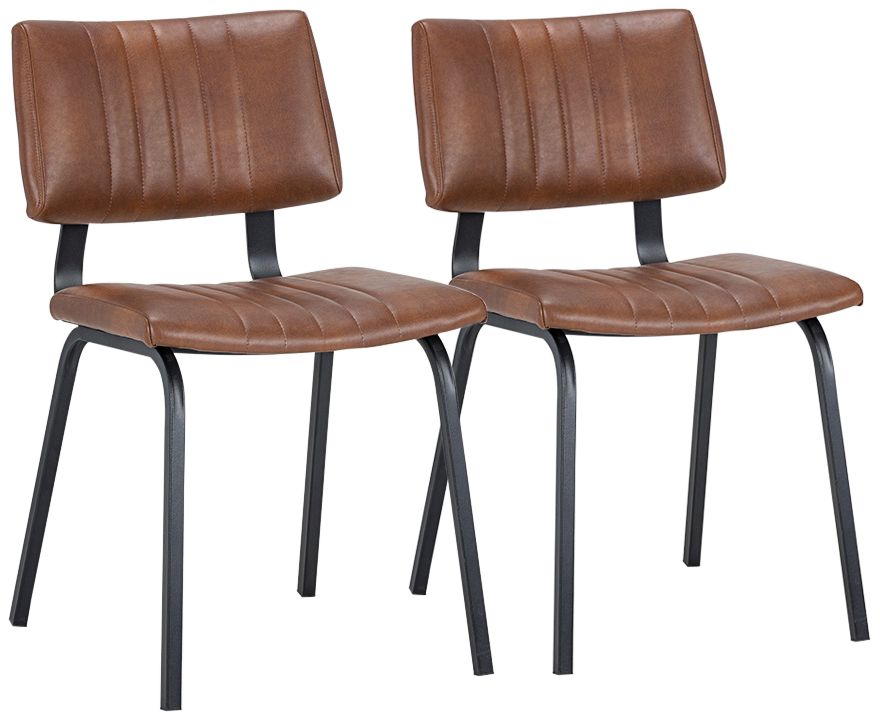 Leather and metal dining chairs hot sale