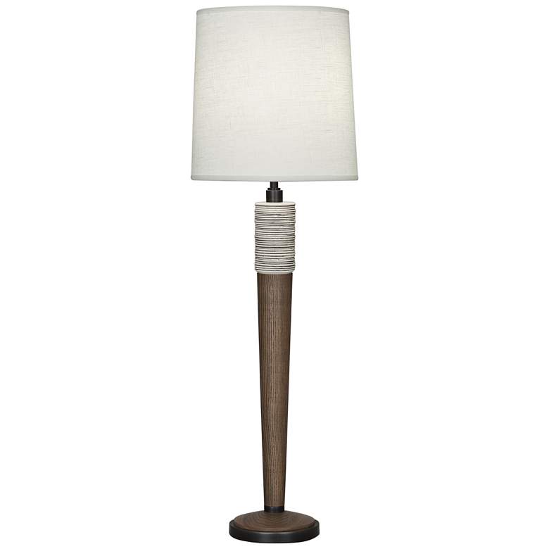 Image 1 Berkley Walnut Wood Buffet Table Lamp with Brussels Shade