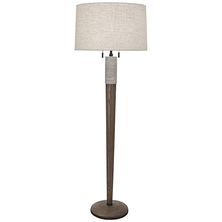 Image 1 Berkley Walnut Wood Floor Lamp with Linen Shade