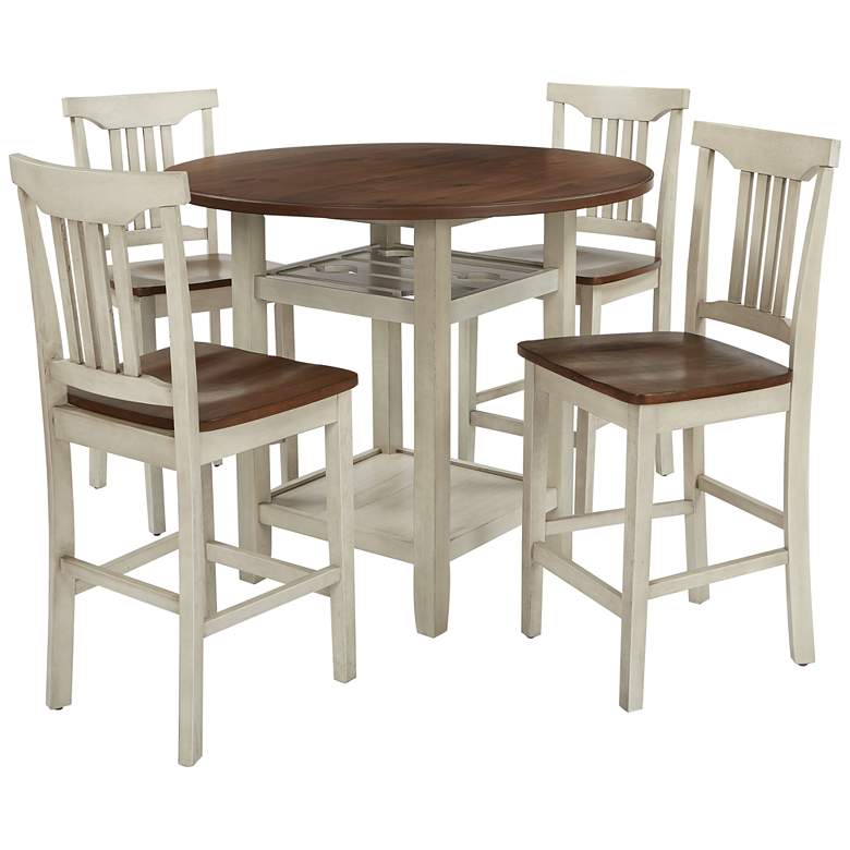 Image 2 Berkley White Wood Stain 5-Piece Counter Height Dining Set