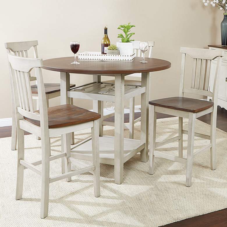 Image 1 Berkley White Wood Stain 5-Piece Counter Height Dining Set