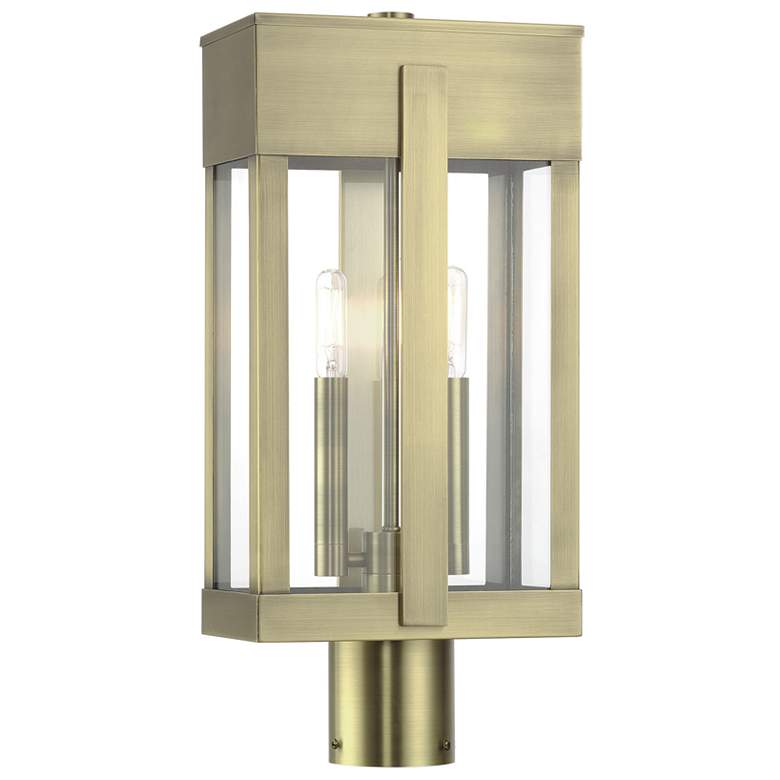 Image 2 Berksford 2 Light Antique Brass Large Outdoor Post Top Lantern
