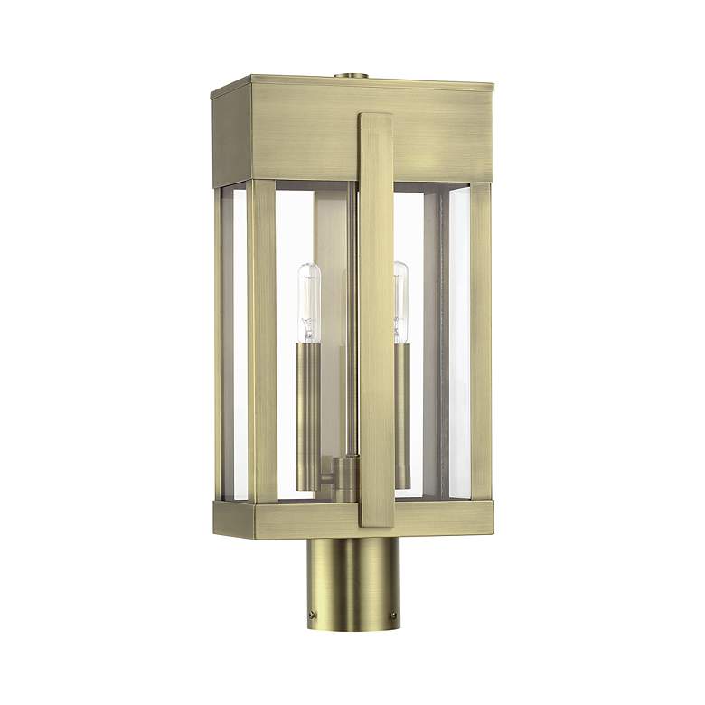 Image 3 Berksford 2 Light Antique Brass Large Outdoor Post Top Lantern more views