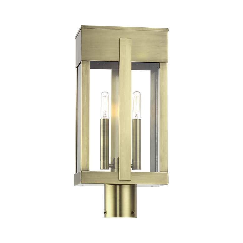 Image 4 Berksford 2 Light Antique Brass Large Outdoor Post Top Lantern more views