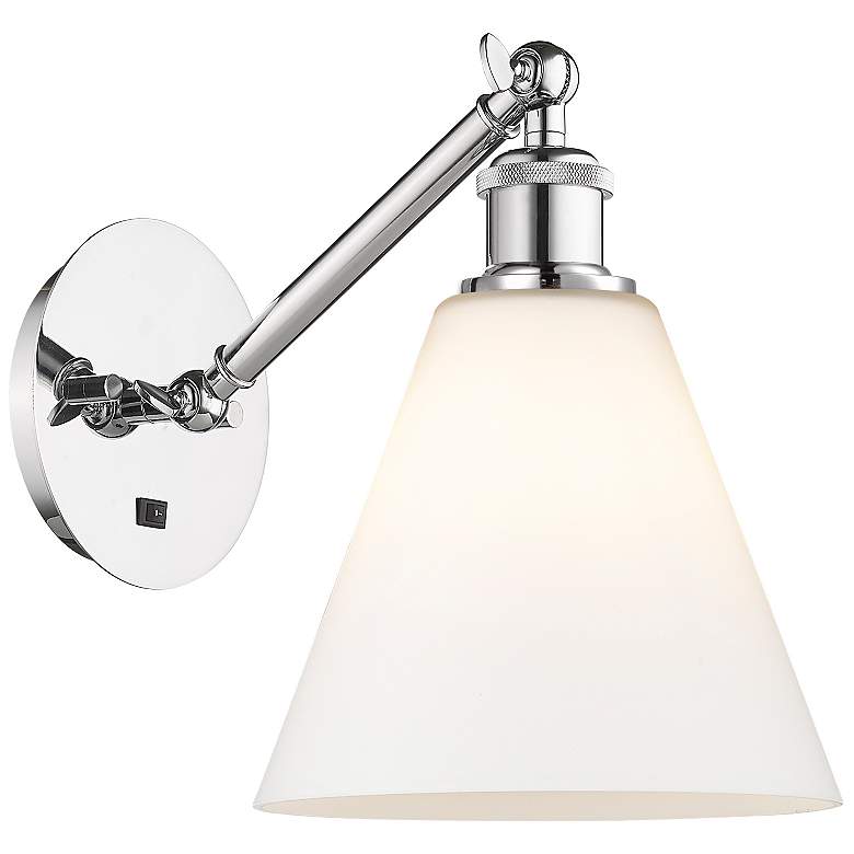 Image 1 Berkshire 10" High Chrome Wall Sconce with Matte White Shade