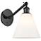 Berkshire 12 3/4" High Matte Black White Glass Wall Sconce
