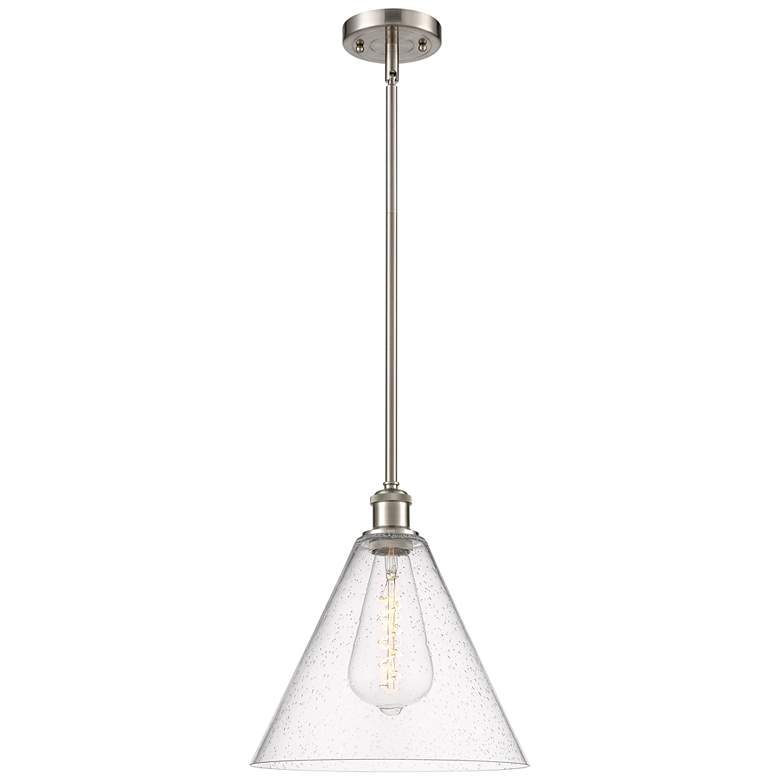 Image 1 Berkshire 12" Brushed Satin Nickel Mini Pendant w/ Seedy Shade