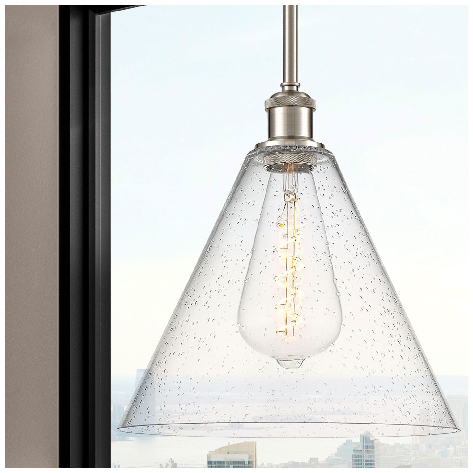 Image 2 Berkshire 12" Brushed Satin Nickel Mini Pendant w/ Seedy Shade more views