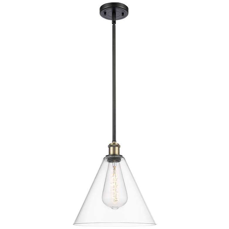 Image 1 Berkshire 12" LED Mini Pendant - Black Antique Brass - Clear Shade