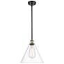Berkshire 12" LED Mini Pendant - Black Antique Brass - Clear Shade
