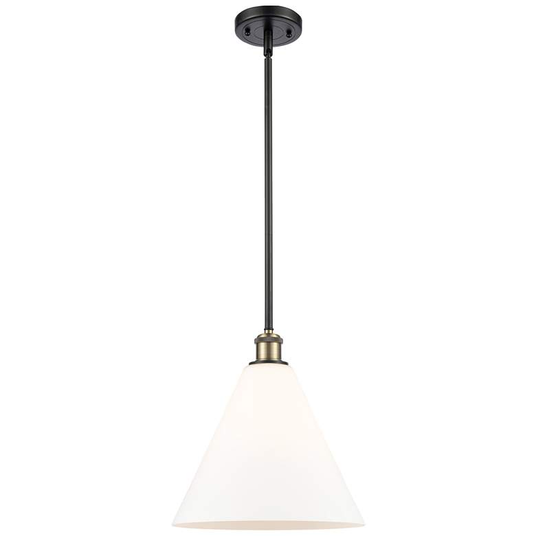 Image 1 Berkshire 12" LED Mini Pendant - Black Antique Brass - Matte White Sha